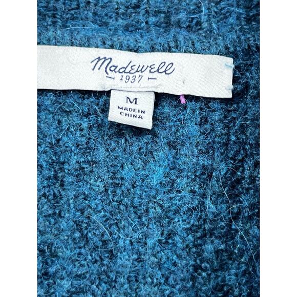 Madewell Sweater‎ Womens Wafflestitch Turtleneck Wool Alpaca Blue Size Medium - Picture 2 of 7